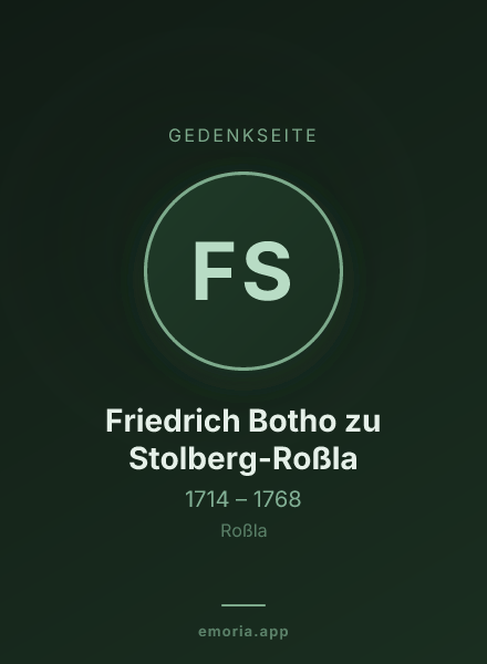 Gedenkportrait von Friedrich Botho zu Stolberg-Roßla