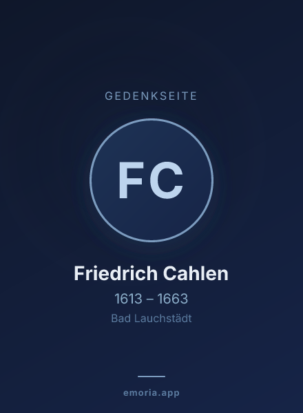 Gedenkportrait von Friedrich Cahlen