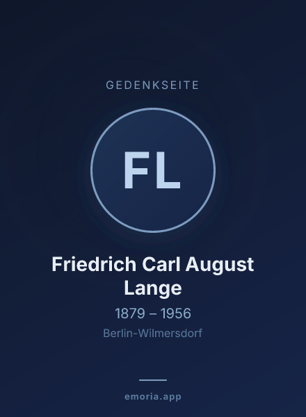 Gedenkportrait von Friedrich Carl August Lange