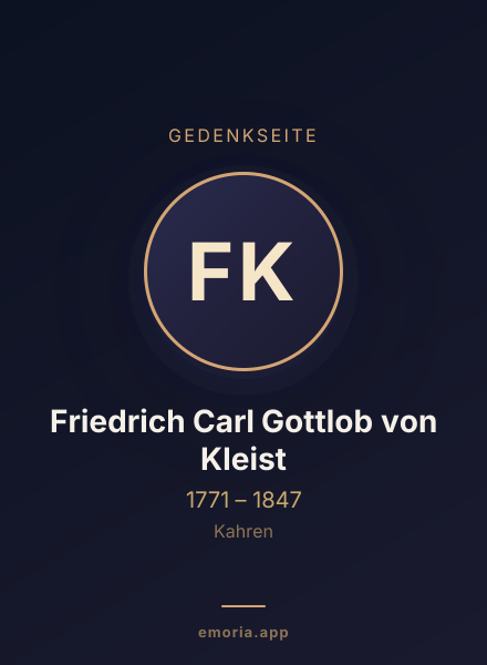 Gedenkportrait von Friedrich Carl Gottlob von Kleist