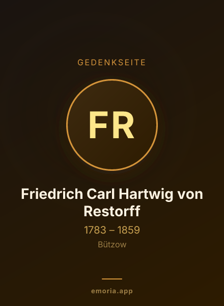 Gedenkportrait von Friedrich Carl Hartwig von Restorff