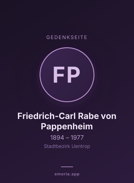 Gedenkportrait von Friedrich-Carl Rabe von Pappenheim