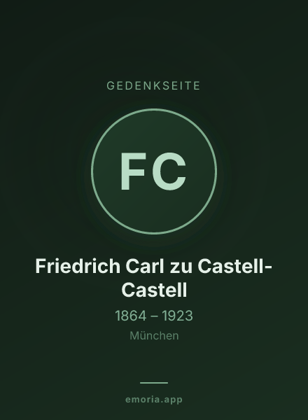 Gedenkportrait von Friedrich Carl zu Castell-Castell