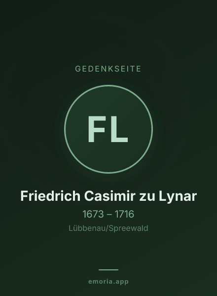 Gedenkportrait von Friedrich Casimir zu Lynar
