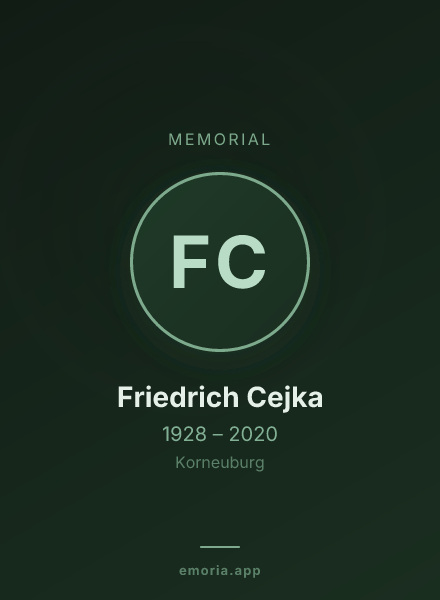 Memorial portrait of Friedrich Cejka