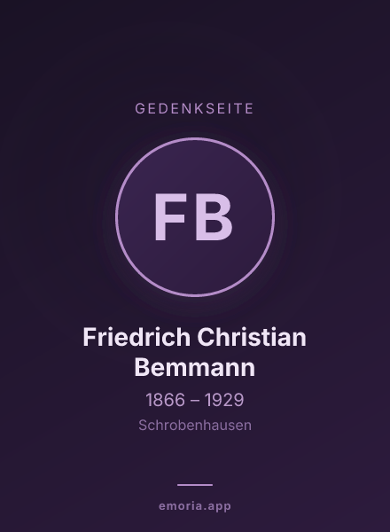 Gedenkportrait von Friedrich Christian Bemmann