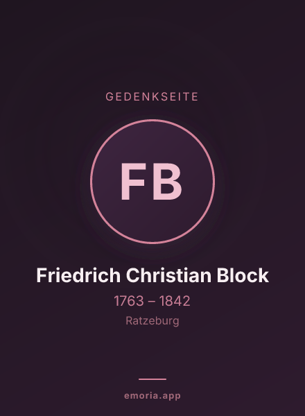 Gedenkportrait von Friedrich Christian Block