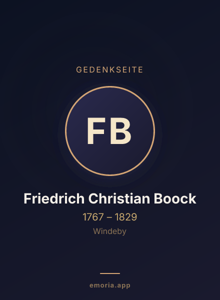 Gedenkportrait von Friedrich Christian Boock