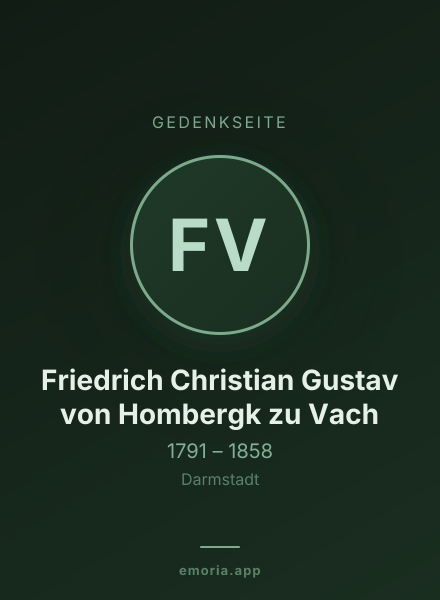 Gedenkportrait von Friedrich Christian Gustav von Hombergk zu Vach
