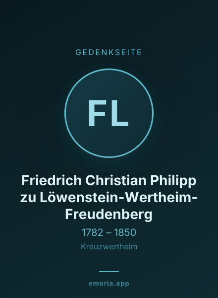 Gedenkportrait von Friedrich Christian Philipp zu Löwenstein-Wertheim-Freudenberg