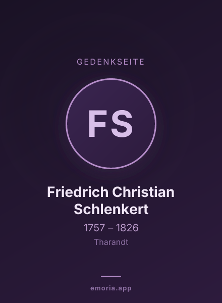 Gedenkportrait von Friedrich Christian Schlenkert