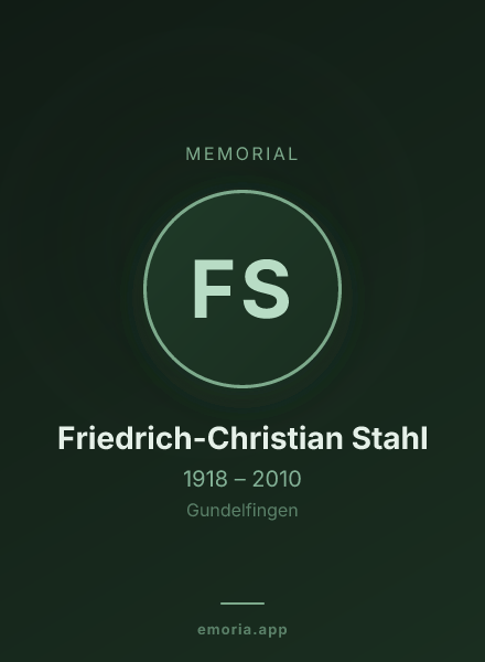 Memorial portrait of Friedrich-Christian Stahl