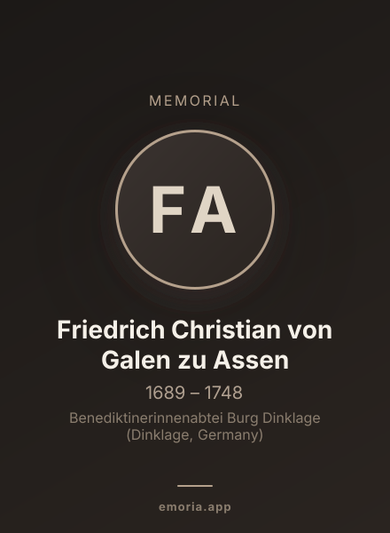 Memorial portrait of Friedrich Christian von Galen zu Assen