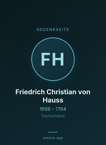 Gedenkportrait von Friedrich Christian von Hauss