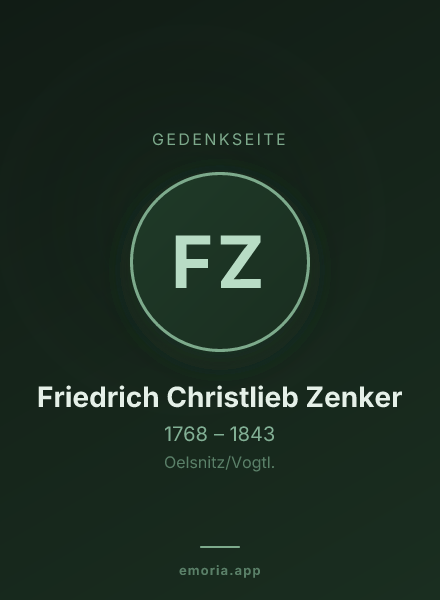 Gedenkportrait von Friedrich Christlieb Zenker