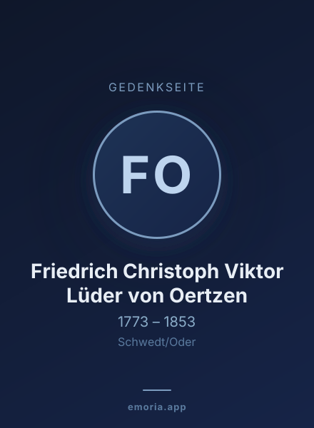 Gedenkportrait von Friedrich Christoph Viktor Lüder von Oertzen
