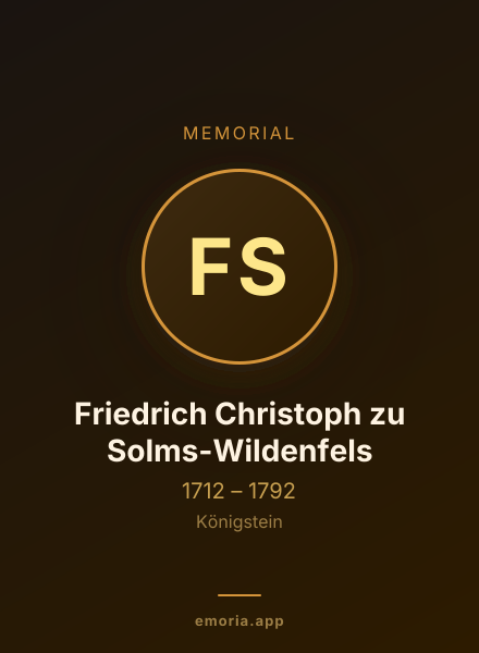 Memorial portrait of Friedrich Christoph zu Solms-Wildenfels