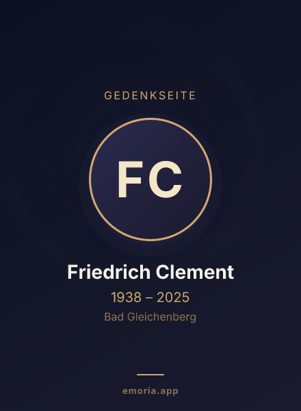 Gedenkportrait von Friedrich Clement
