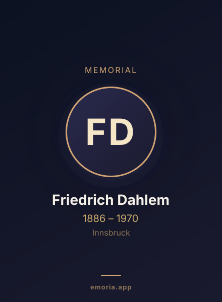 Memorial portrait of Friedrich Dahlem