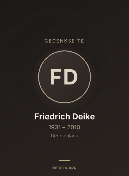 Gedenkportrait von Friedrich Deike
