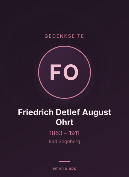 Gedenkportrait von Friedrich Detlef August Ohrt