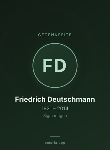 Gedenkportrait von Friedrich Deutschmann
