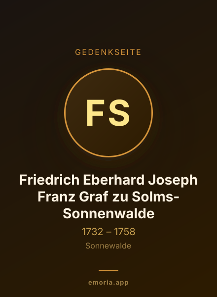 Gedenkportrait von Friedrich Eberhard Joseph Franz Graf zu Solms-Sonnenwalde