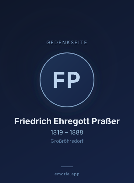 Gedenkportrait von Friedrich Ehregott Praßer