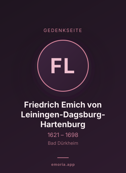 Gedenkportrait von Friedrich Emich von Leiningen-Dagsburg-Hartenburg
