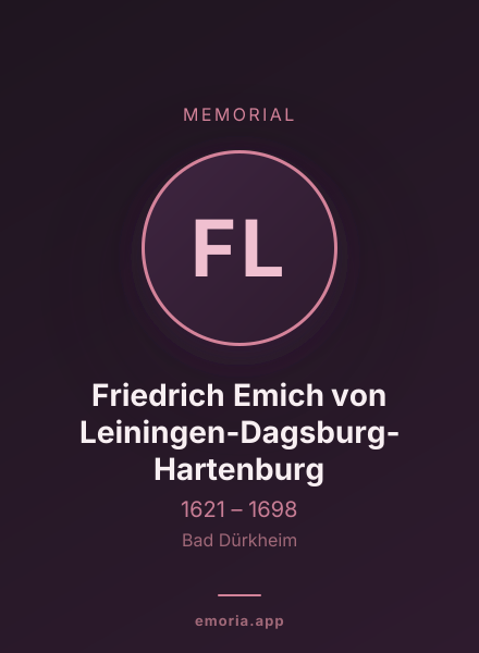 Memorial portrait of Friedrich Emich von Leiningen-Dagsburg-Hartenburg