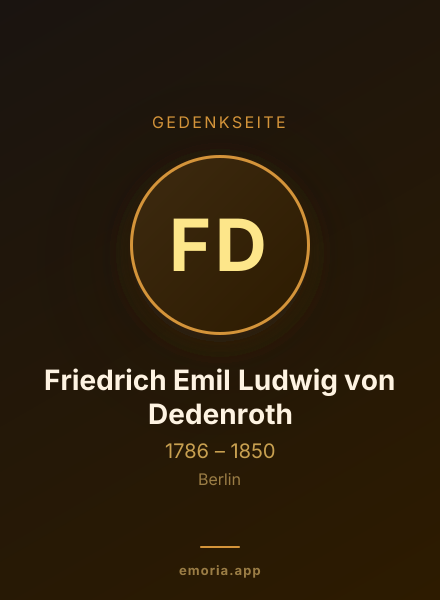 Gedenkportrait von Friedrich Emil Ludwig von Dedenroth