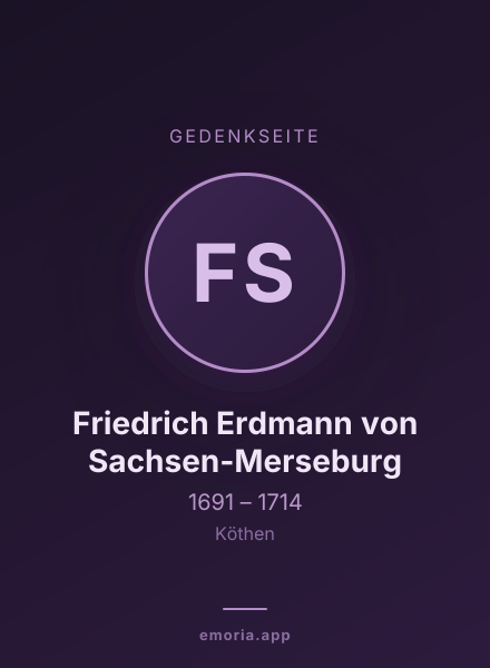 Gedenkportrait von Friedrich Erdmann von Sachsen-Merseburg