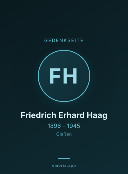 Gedenkportrait von Friedrich Erhard Haag