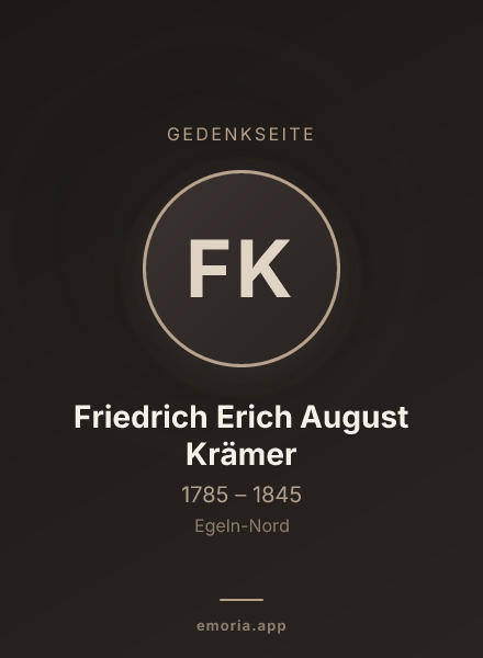 Gedenkportrait von Friedrich Erich August Krämer