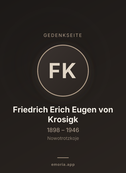 Gedenkportrait von Friedrich Erich Eugen von Krosigk