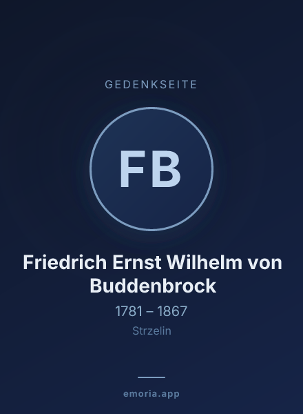 Gedenkportrait von Friedrich Ernst Wilhelm von Buddenbrock