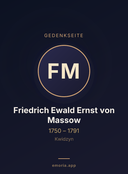 Gedenkportrait von Friedrich Ewald Ernst von Massow