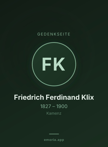 Gedenkportrait von Friedrich Ferdinand Klix