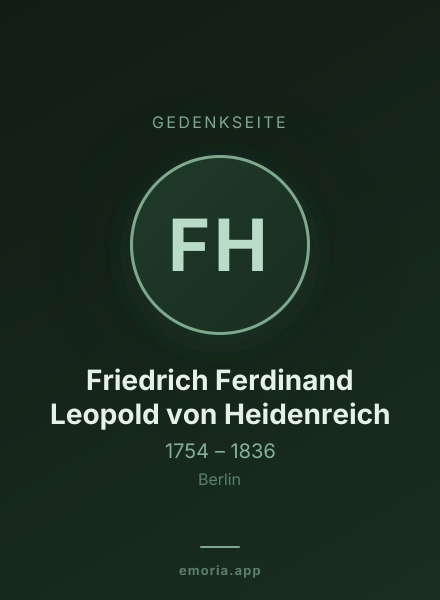 Gedenkportrait von Friedrich Ferdinand Leopold von Heidenreich