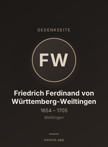 Gedenkportrait von Friedrich Ferdinand von Württemberg-Weiltingen