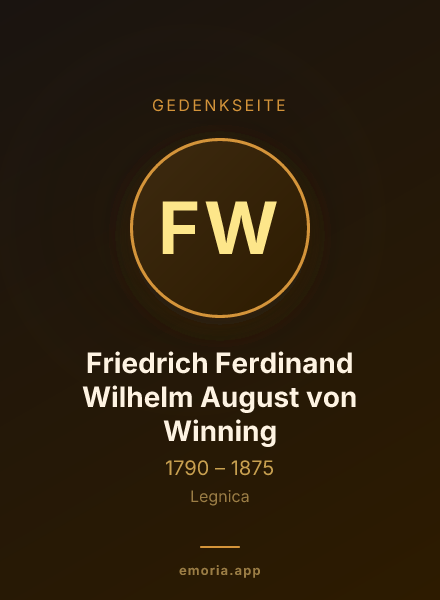 Gedenkportrait von Friedrich Ferdinand Wilhelm August von Winning