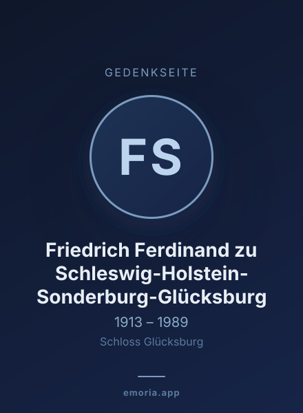 Gedenkportrait von Friedrich Ferdinand zu Schleswig-Holstein-Sonderburg-Glücksburg