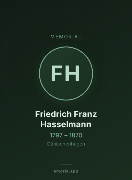 Memorial portrait of Friedrich Franz Hasselmann