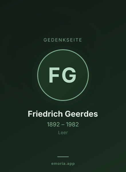 Gedenkportrait von Friedrich Geerdes