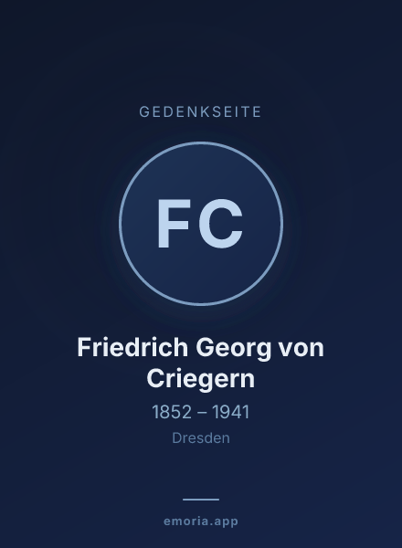 Gedenkportrait von Friedrich Georg von Criegern
