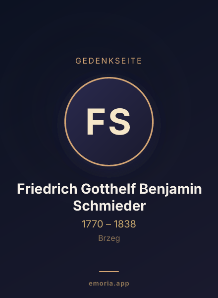 Gedenkportrait von Friedrich Gotthelf Benjamin Schmieder