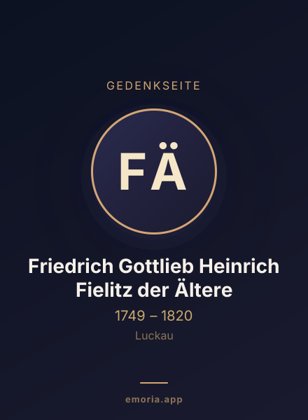 Gedenkportrait von Friedrich Gottlieb Heinrich Fielitz der Ältere