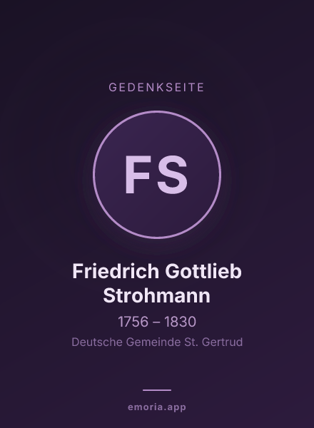 Gedenkportrait von Friedrich Gottlieb Strohmann