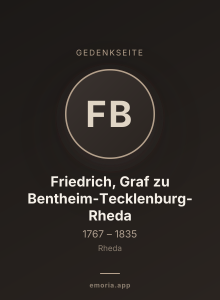 Gedenkportrait von Friedrich, Graf zu Bentheim-Tecklenburg-Rheda