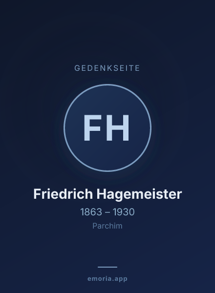 Gedenkportrait von Friedrich Hagemeister